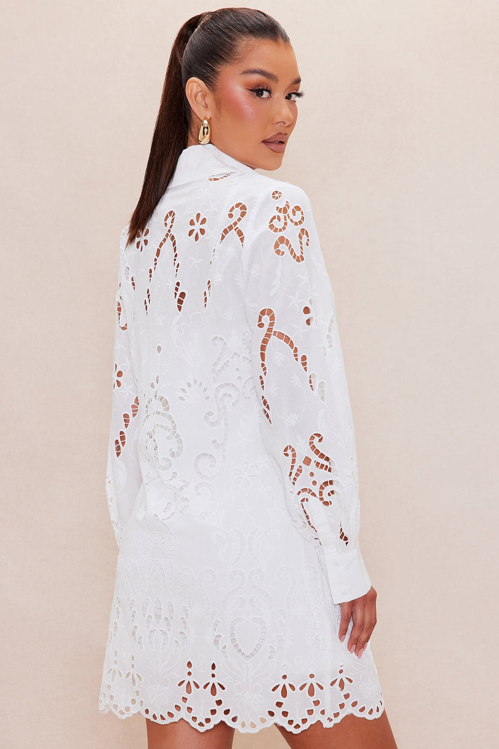 Gracie Embroidered Tunic Dress - White