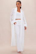 Carolina Embroidered Straight Leg Pant - White