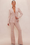 Michaela Embellished Suit Set - Nude/combo
