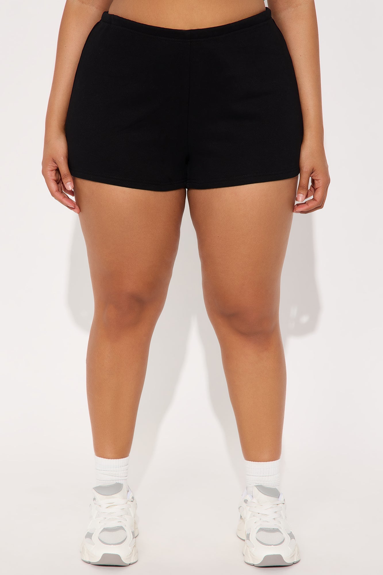 French Terry Drawstring Sweat Shorts - Black