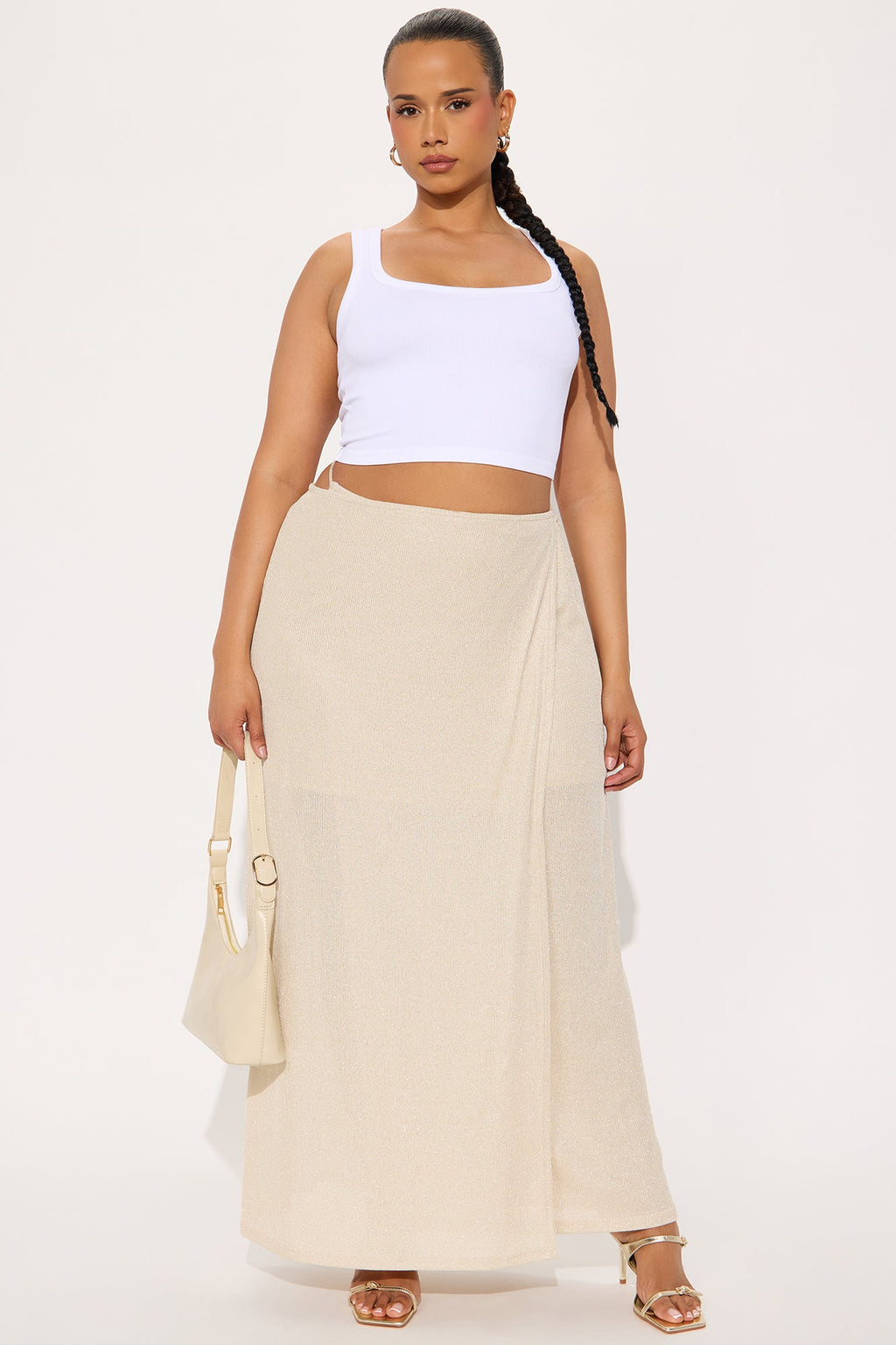 Allegra Shine Wrap Midi Skirt - Gold