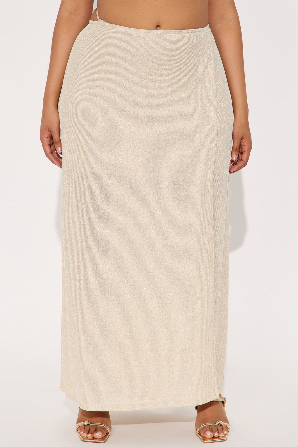 Allegra Shine Wrap Midi Skirt - Gold
