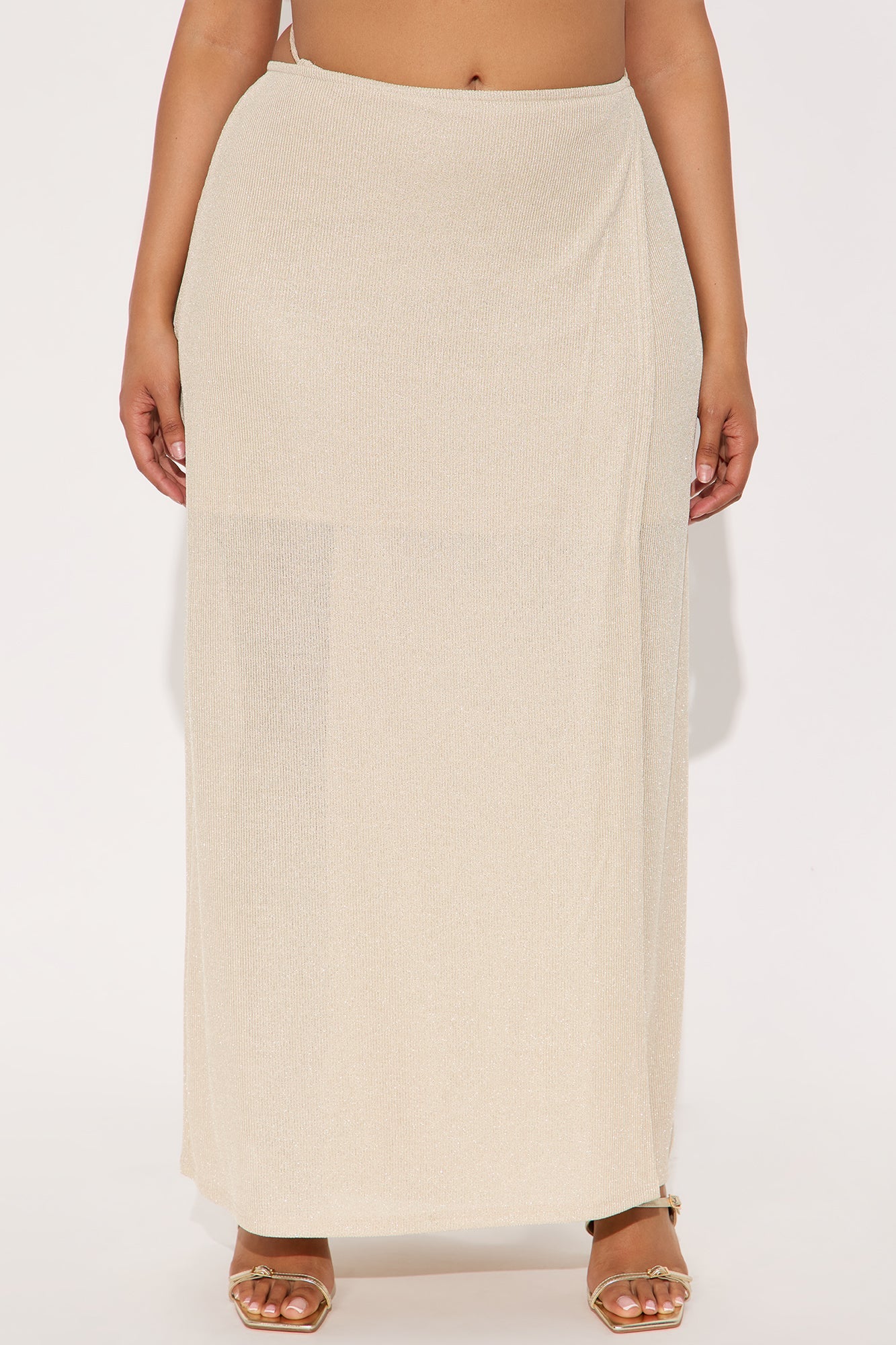 Allegra Shine Wrap Midi Skirt - Gold