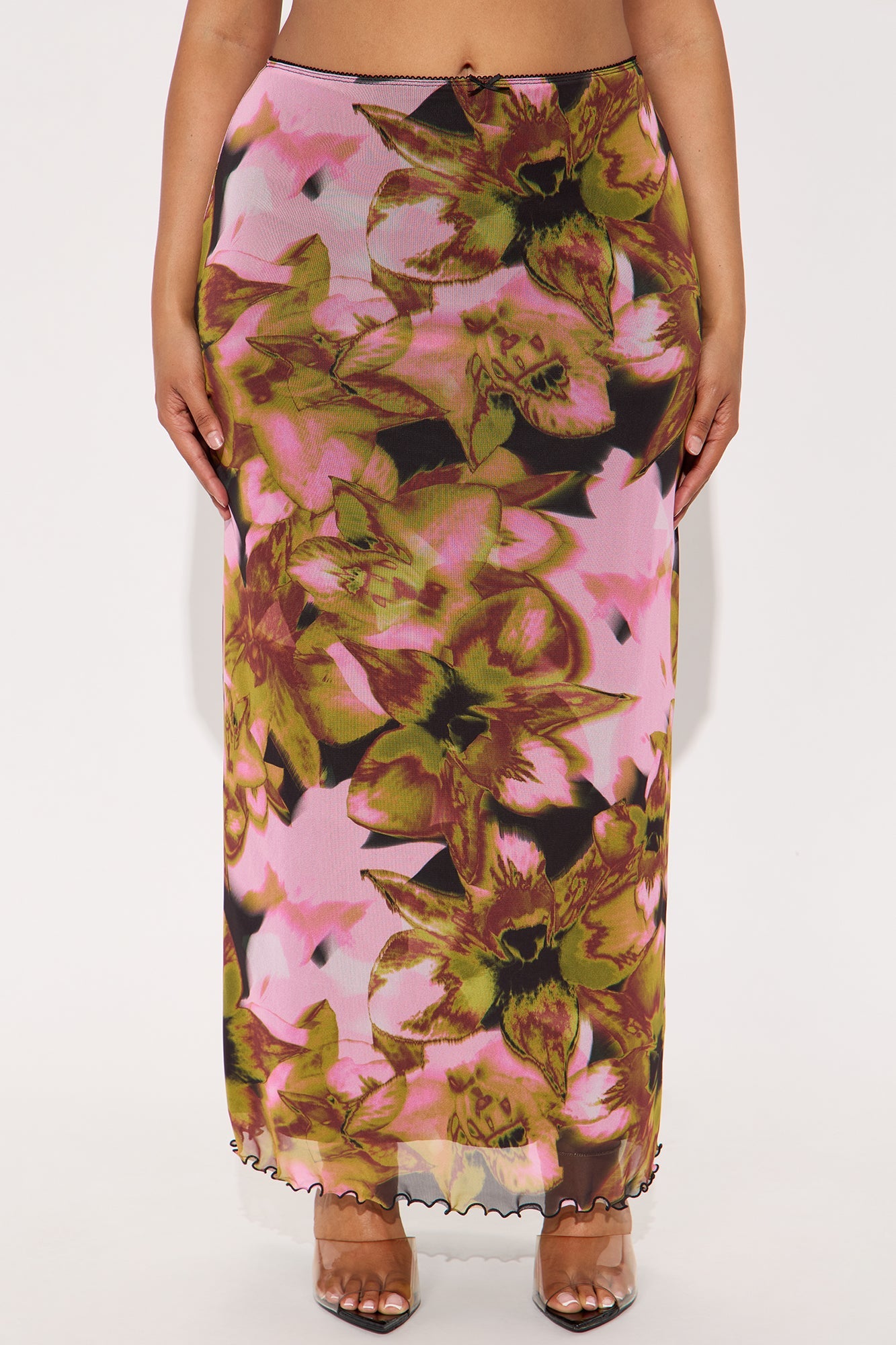 Work Of Art Abstract Mesh Maxi  Skirt - Purple/combo