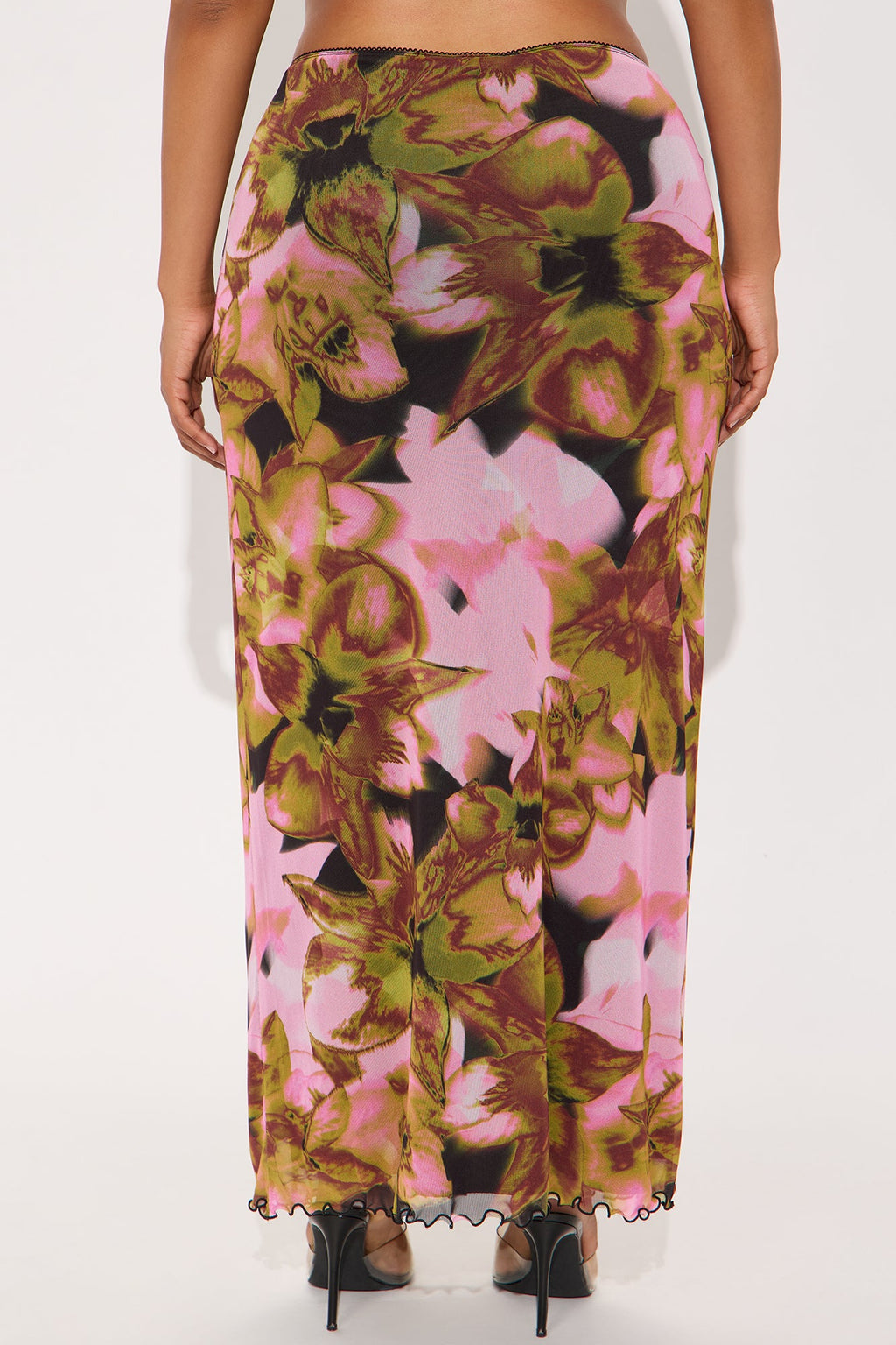 Work Of Art Abstract Mesh Maxi  Skirt - Purple/combo