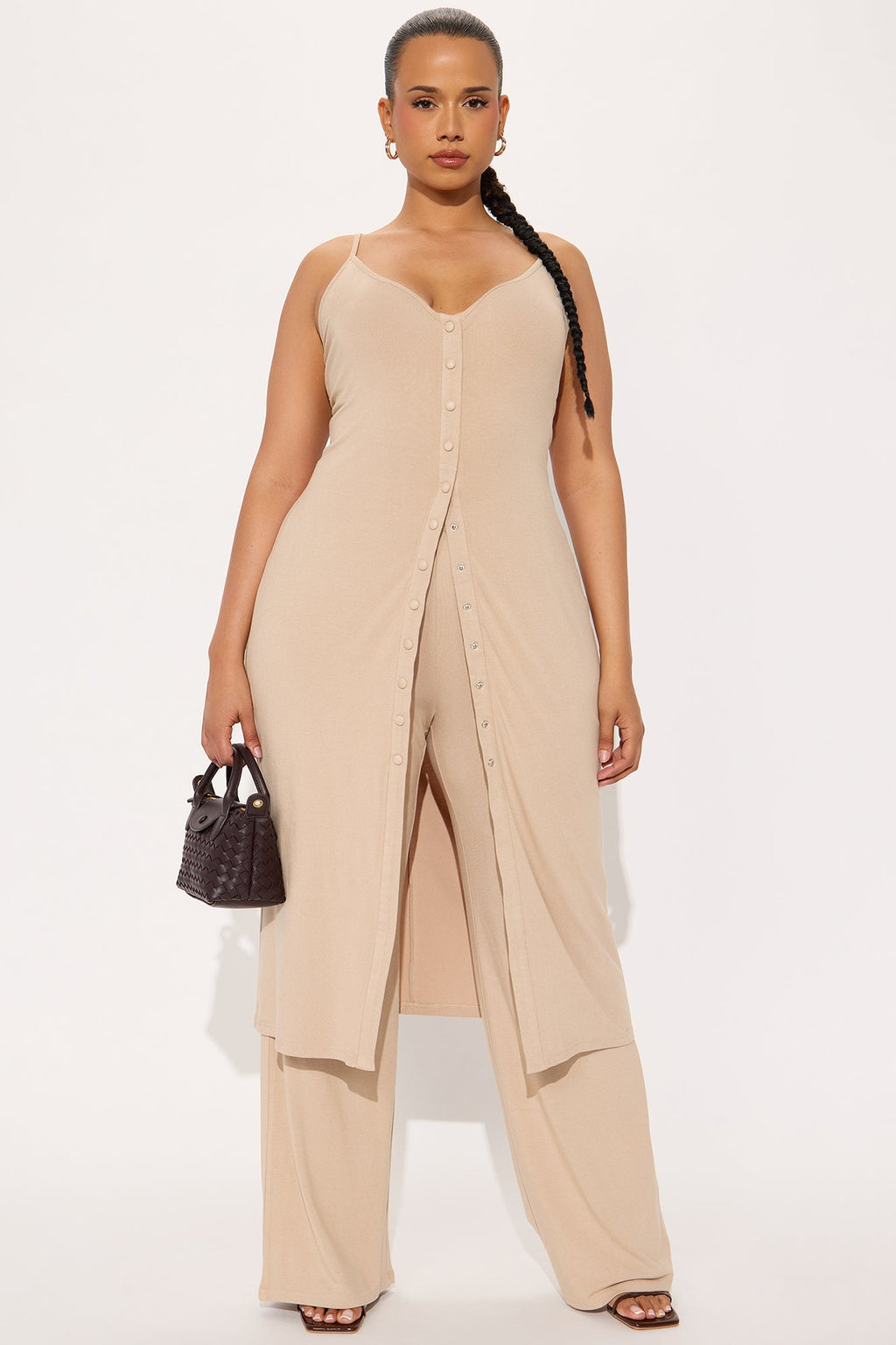 Grace Wide Leg Pant Set  - Taupe