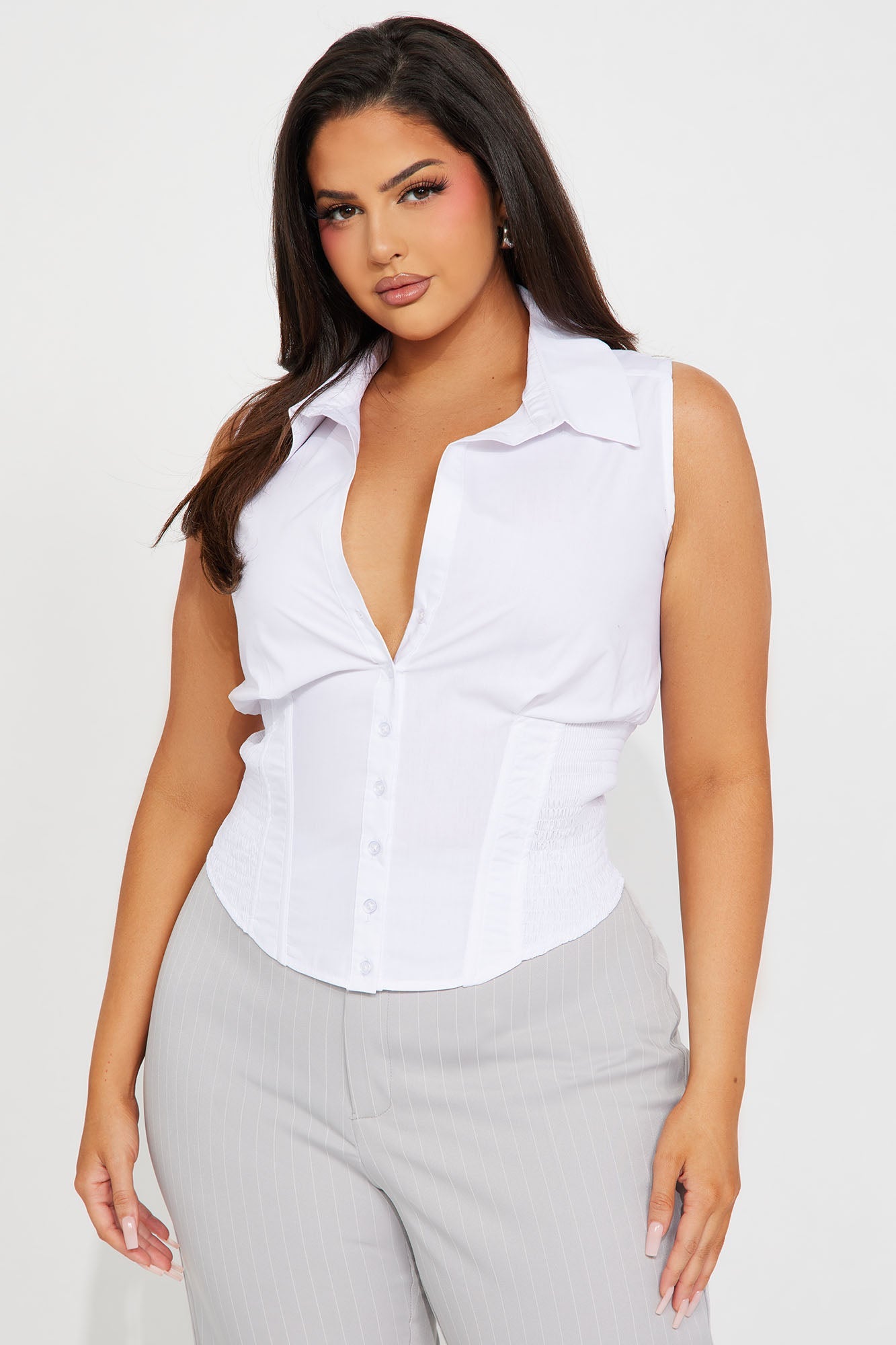 Endless Talks Sleeveless Corset Top - White