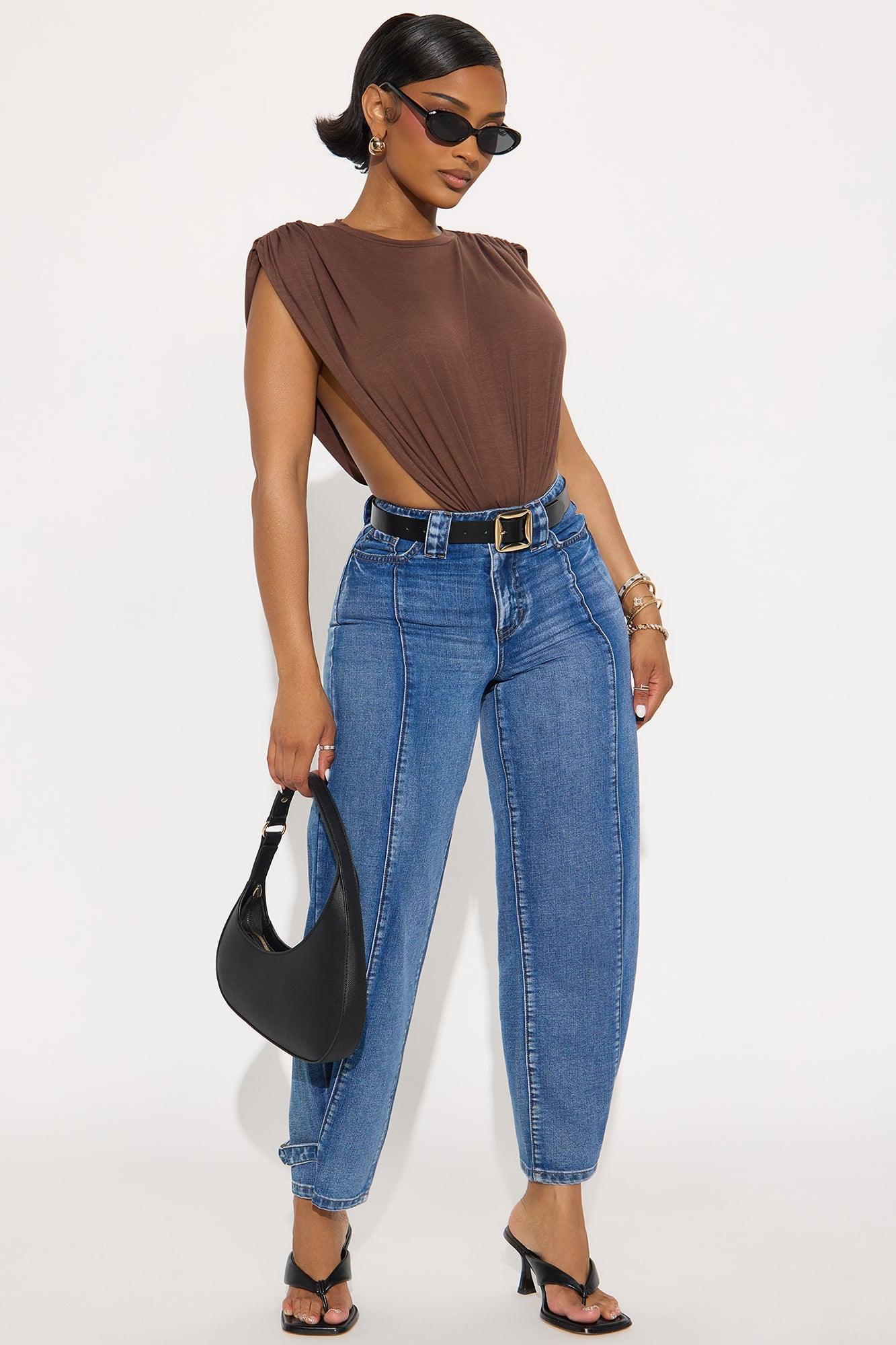 Amelia Loose Taper Leg Denim Jeans - Medium Wash