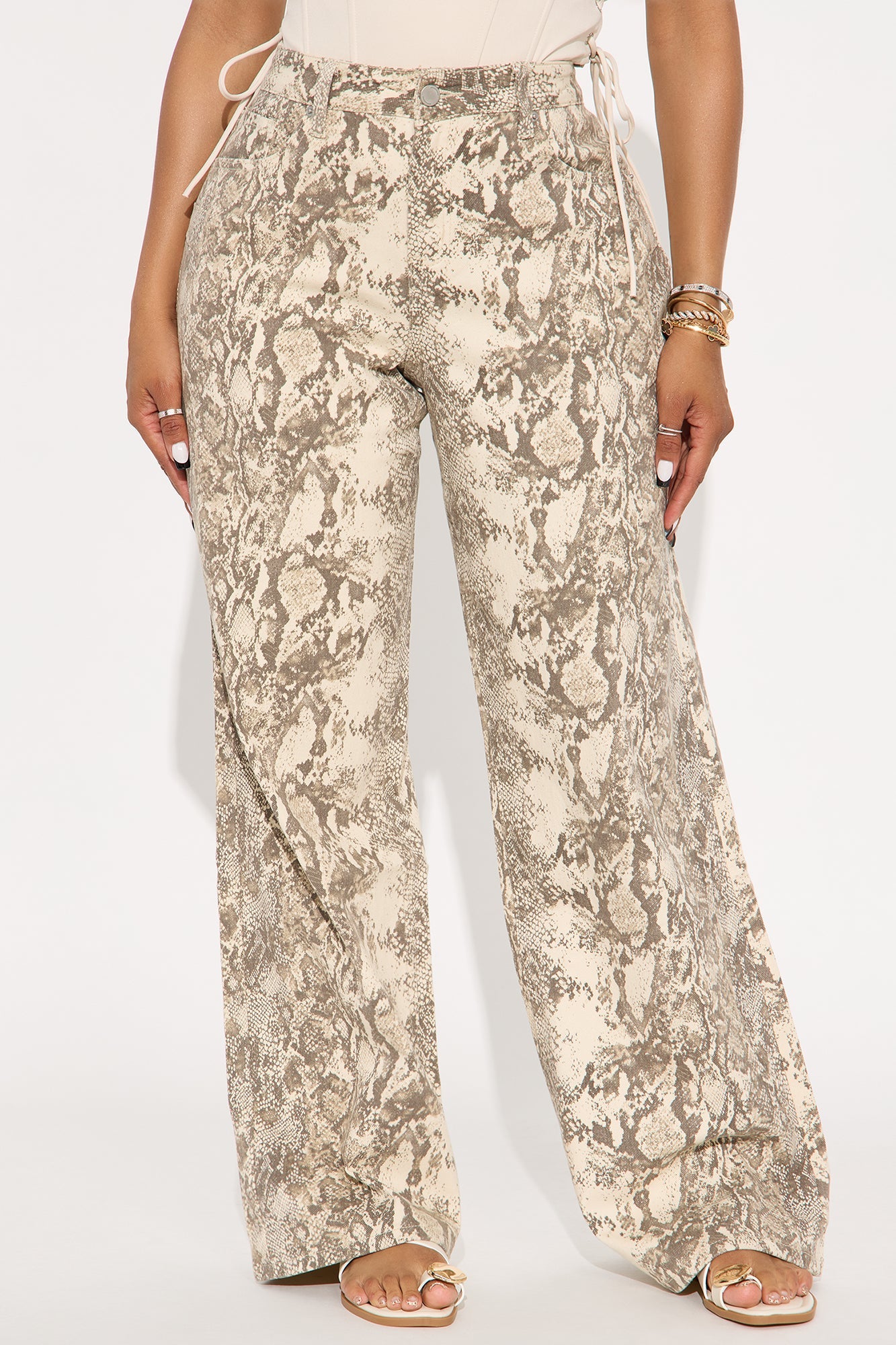 Madeleine Wide Leg Pant - Tan/Multi