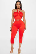 Heatwave Hottie Halter Capri Set - Tomato Red