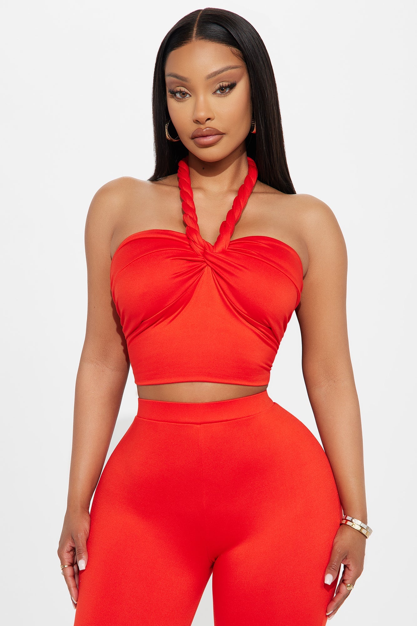 Heatwave Hottie Halter Capri Set - Tomato Red