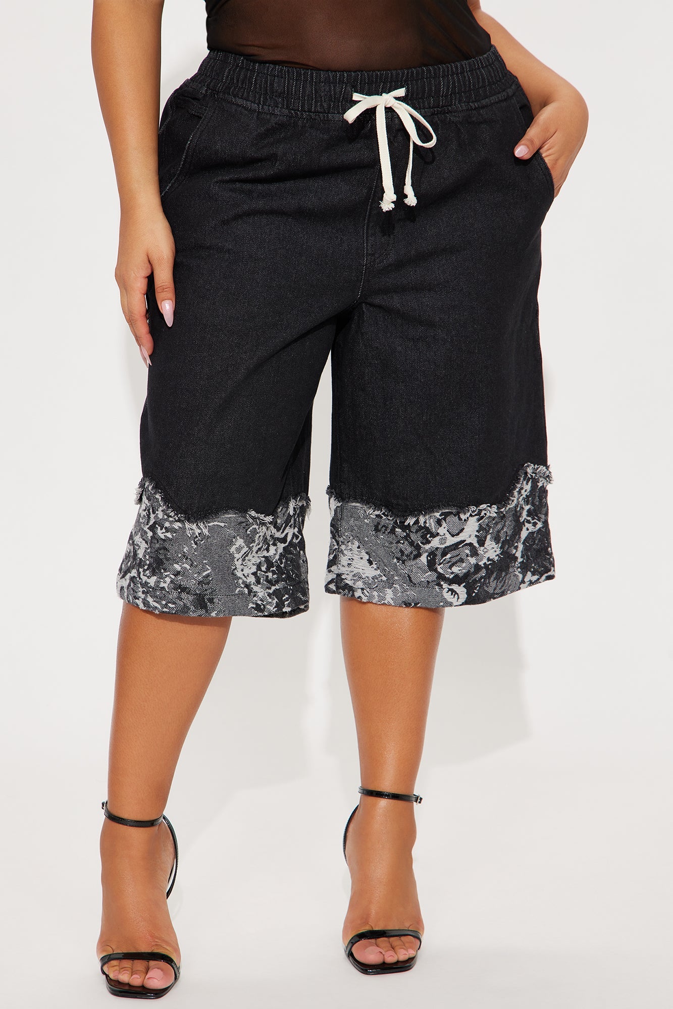 Westerly Pull On Denim Jorts - Black Wash