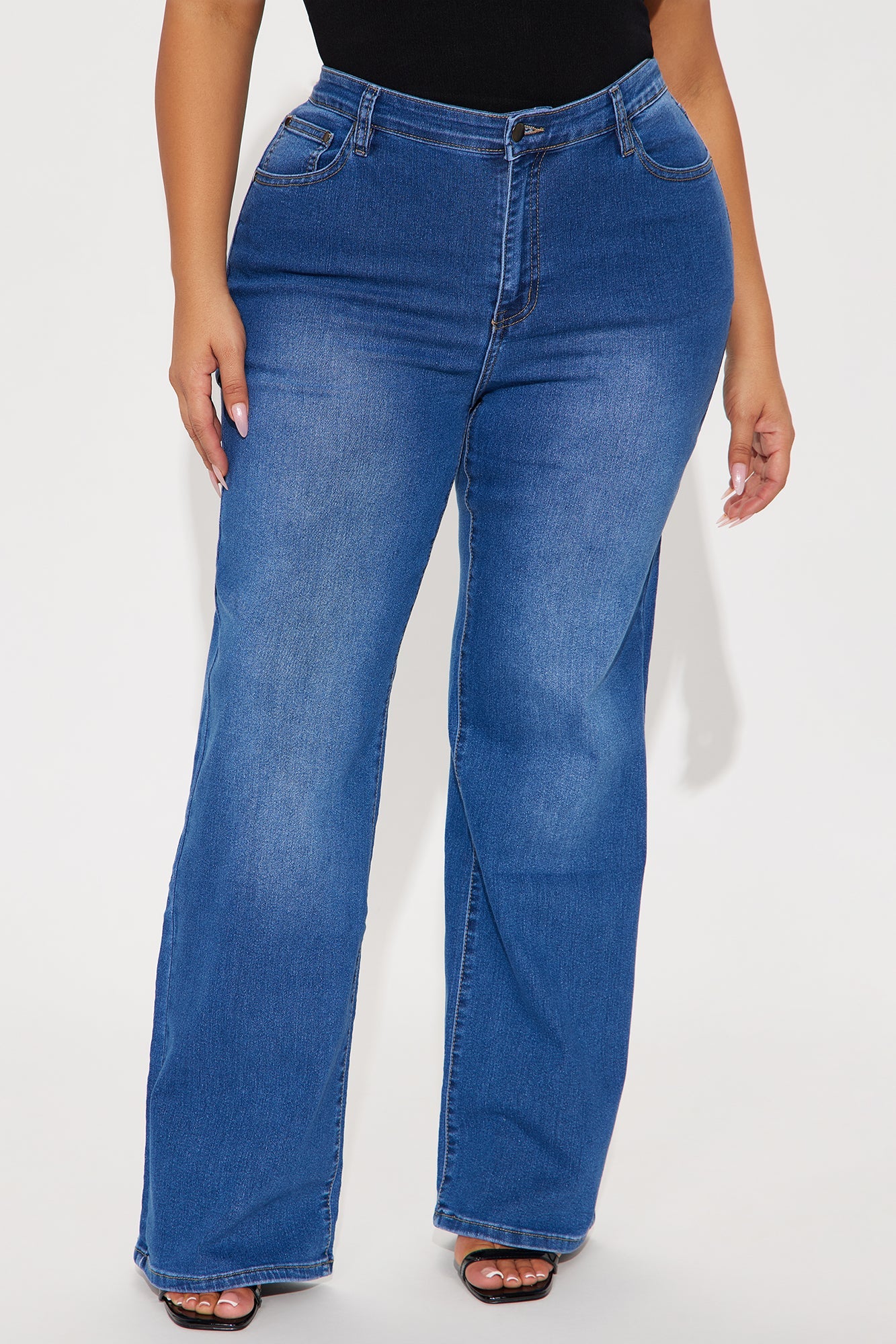 Say No More Low Rise Wide Leg Jeans - Medium Wash