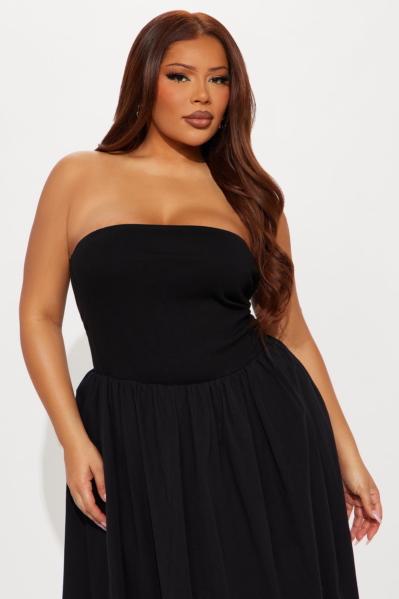Lula Poplin Strapless Midi Dress - Black
