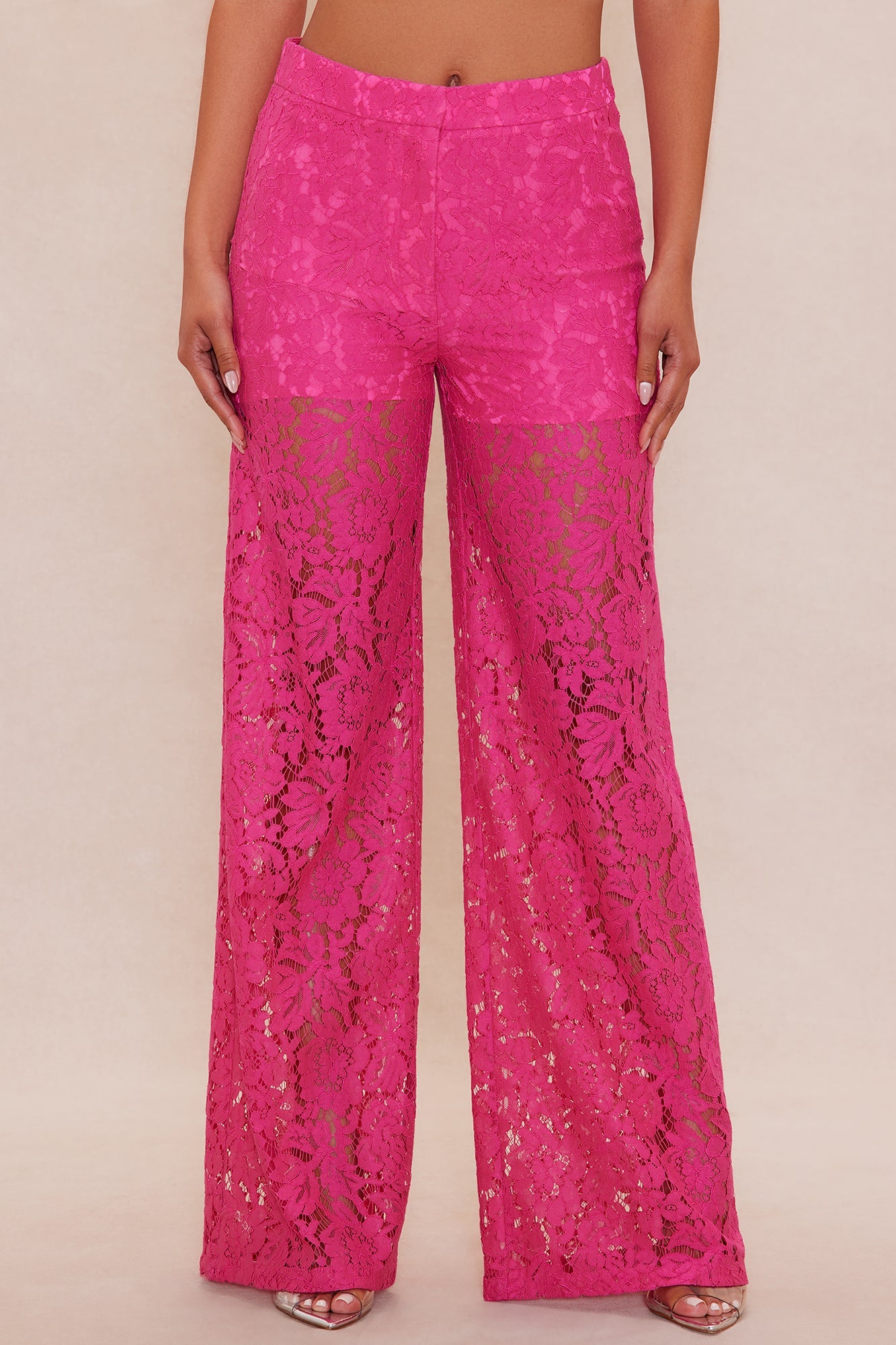 Maya Lace Wide Leg Pant - Pink