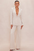 Anastasia Pearl Blazer Suit Set - Taupe