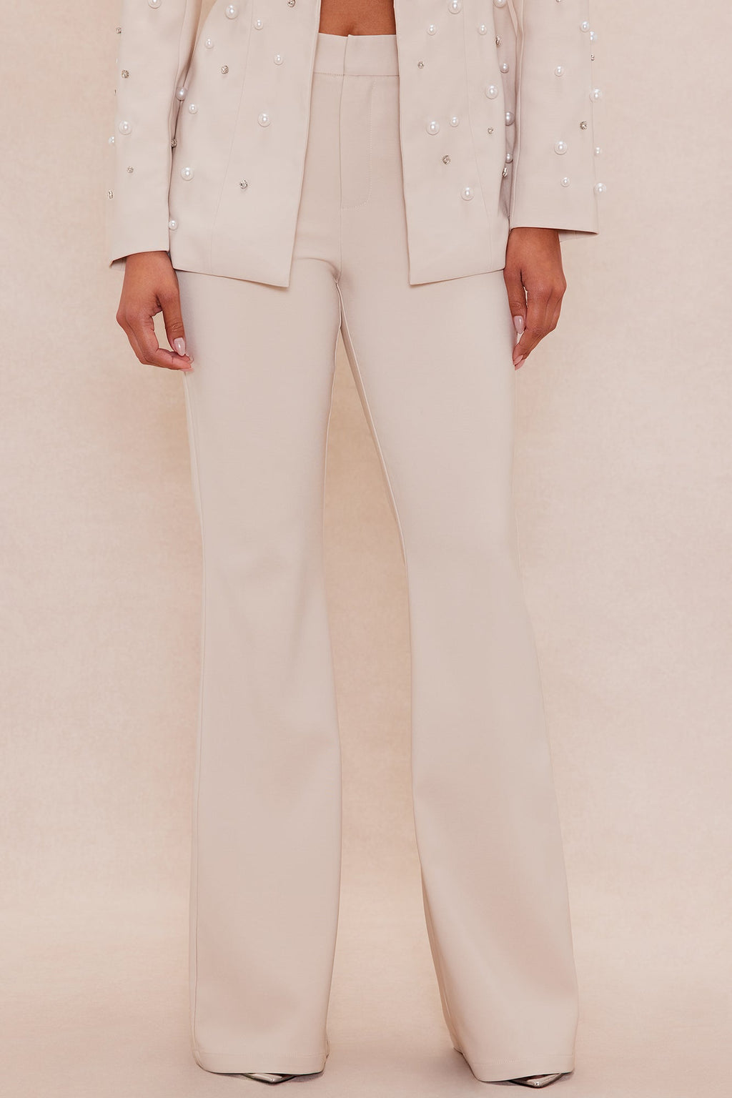 Anastasia Pearl Blazer Suit Set - Taupe