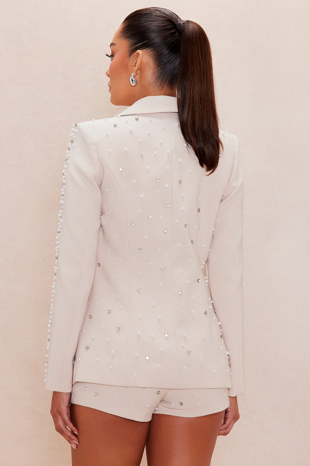 Kelsey Pearl Short Suit Set - Taupe