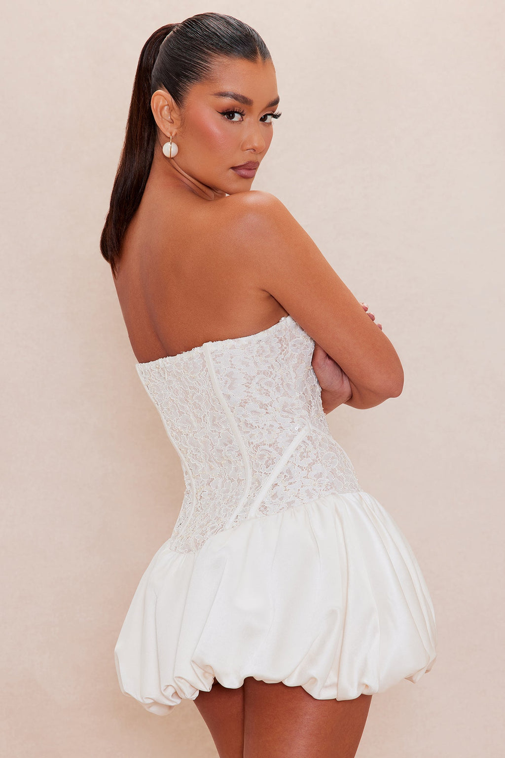 Anastasia Bubble Mini Dress - Ivory/combo