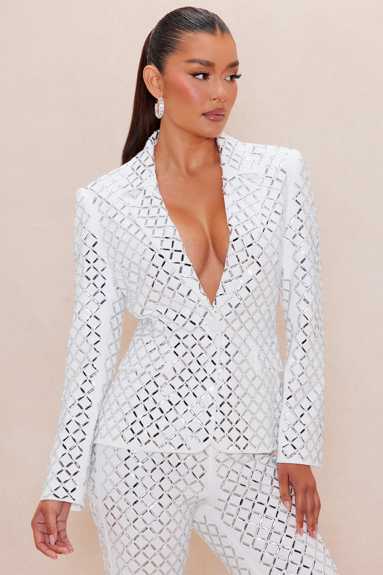 Koko Embellished Blazer - White