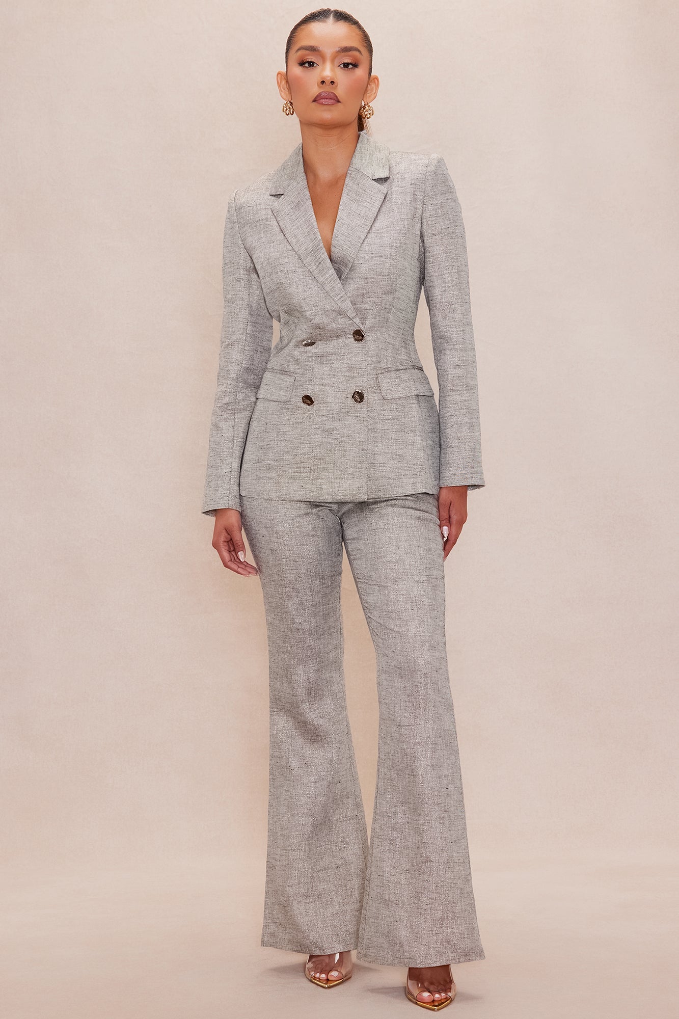 Danielle Metallic Blazer - Grey/combo