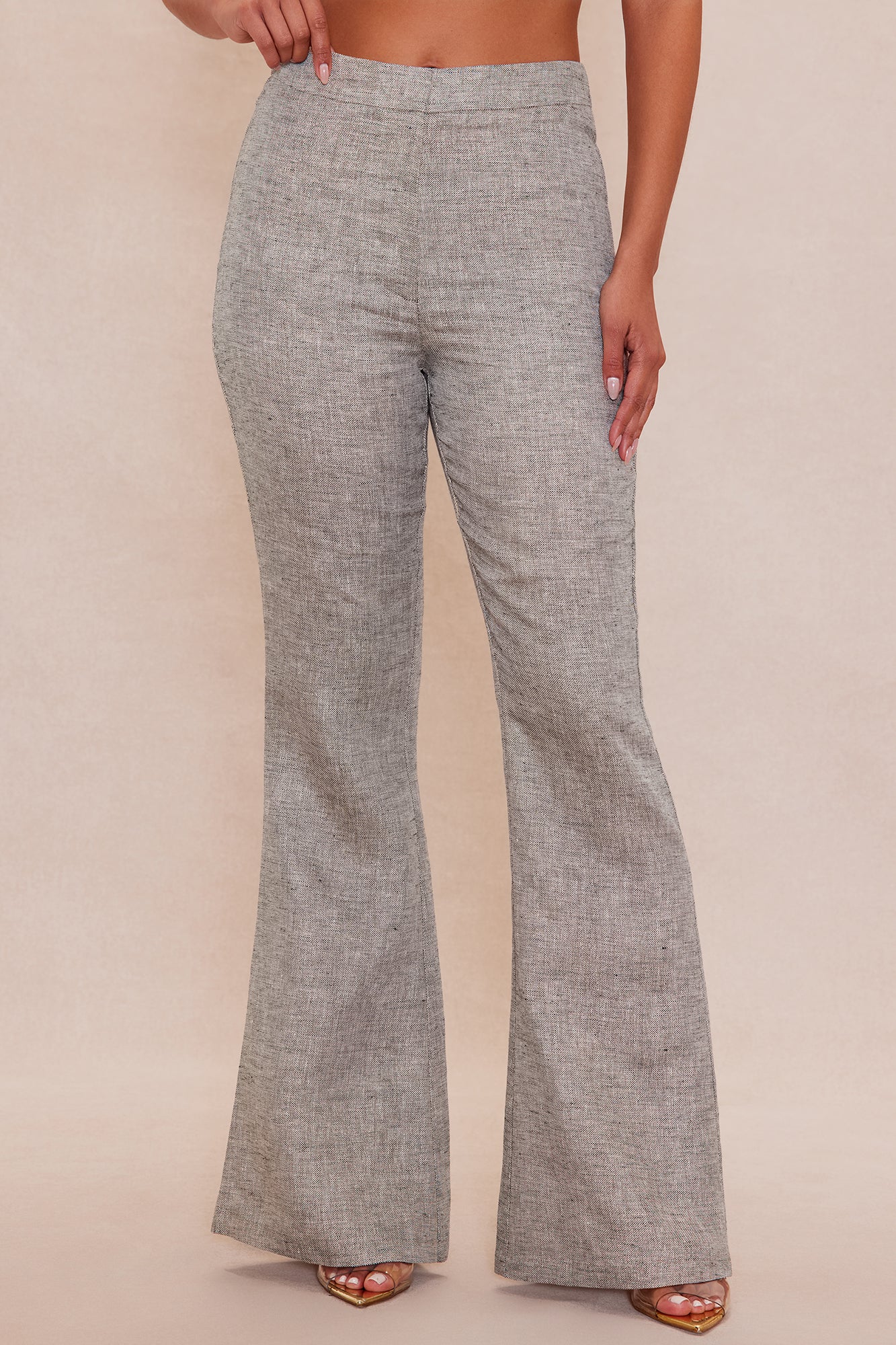 Danielle Metallic Flare Pant - Grey/combo