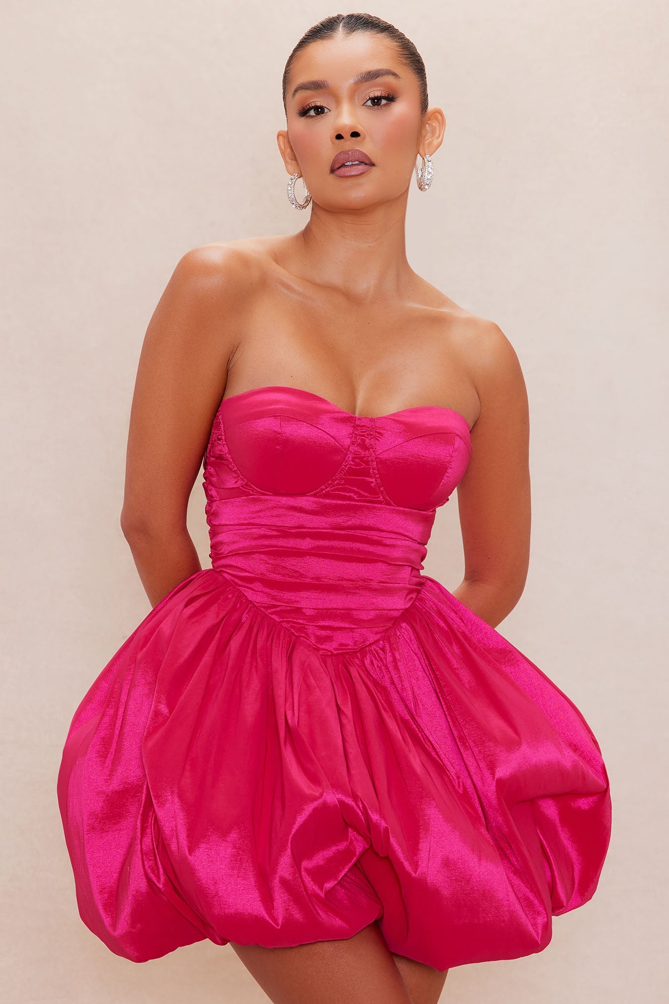 Jules Taffeta Mini Dress - Hot Pink