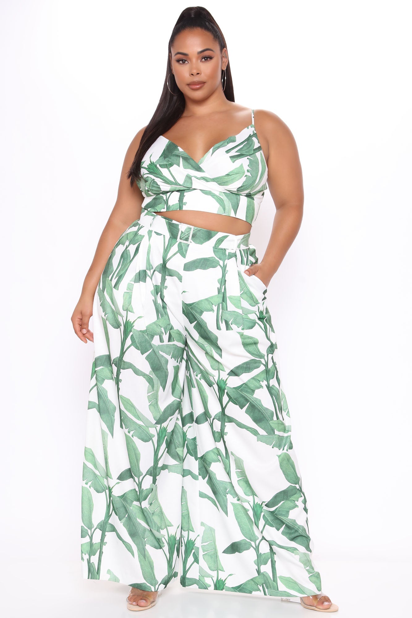 Ibiza Nights Tropical Pant Set - Green/combo