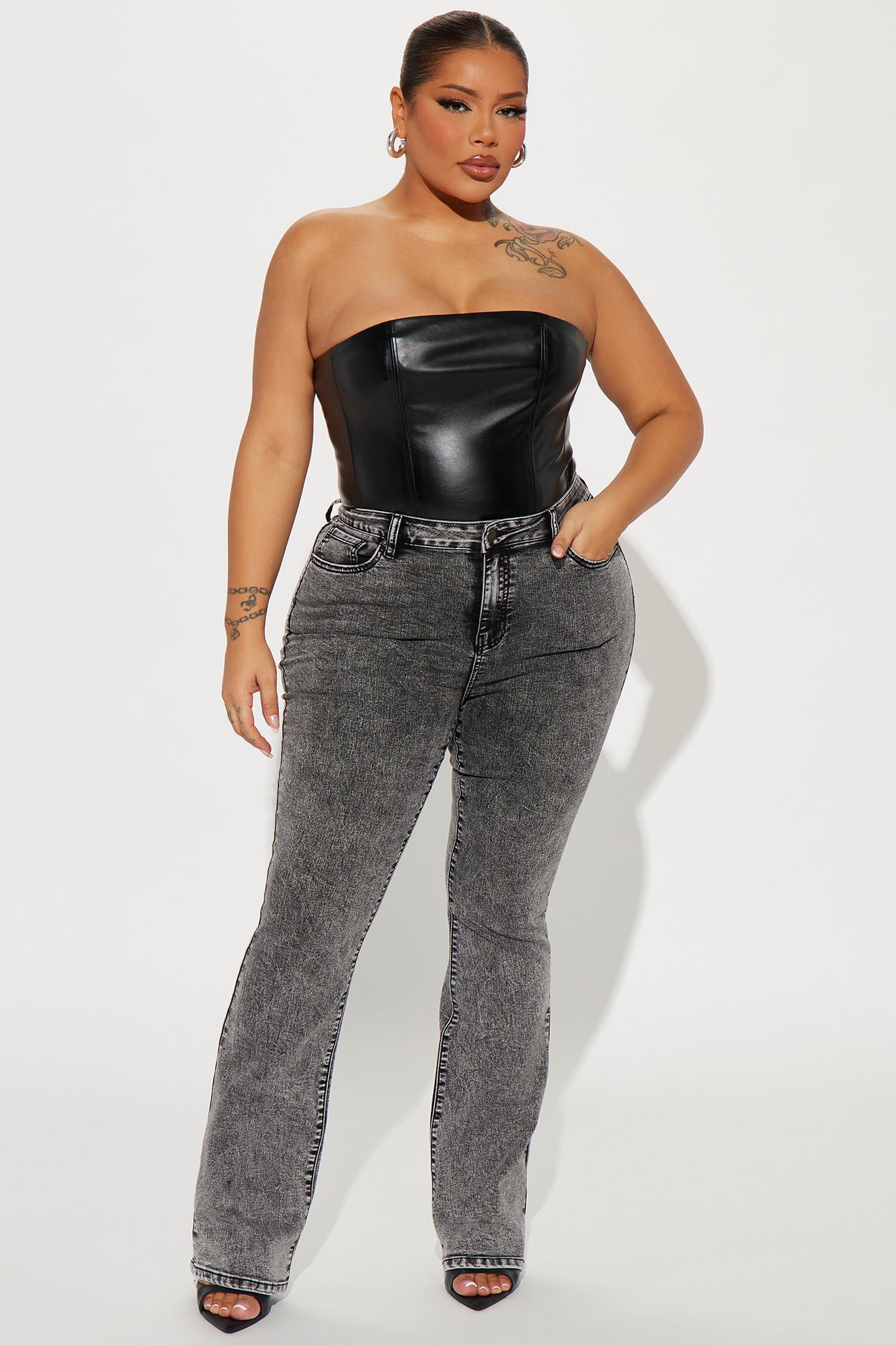 Flex Game Soft Stretch Bootcut Jeans - Acid Wash Black