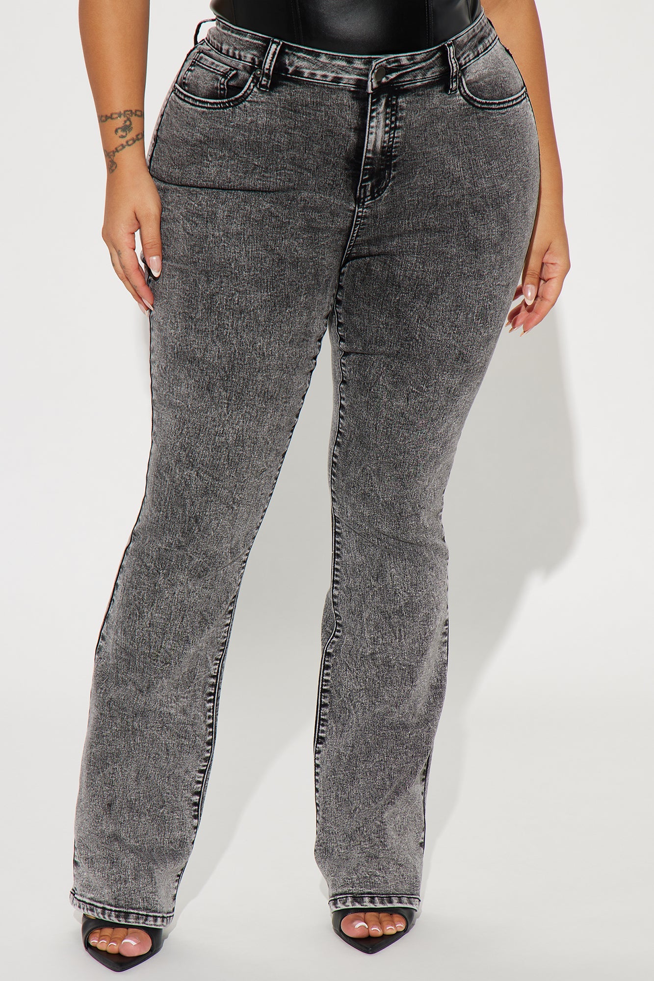 Flex Game Soft Stretch Bootcut Jeans - Acid Wash Black