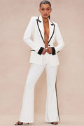 Frederica Blazer Pant Suit Set - White/Black