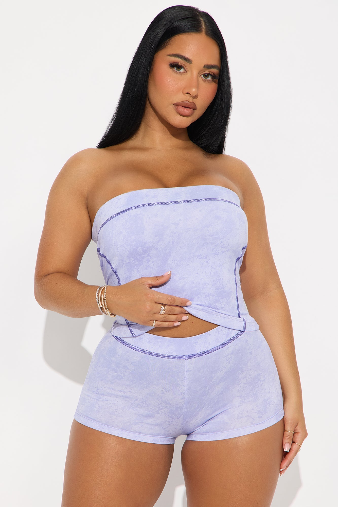 Angie Tube Top Short Set - Lilac