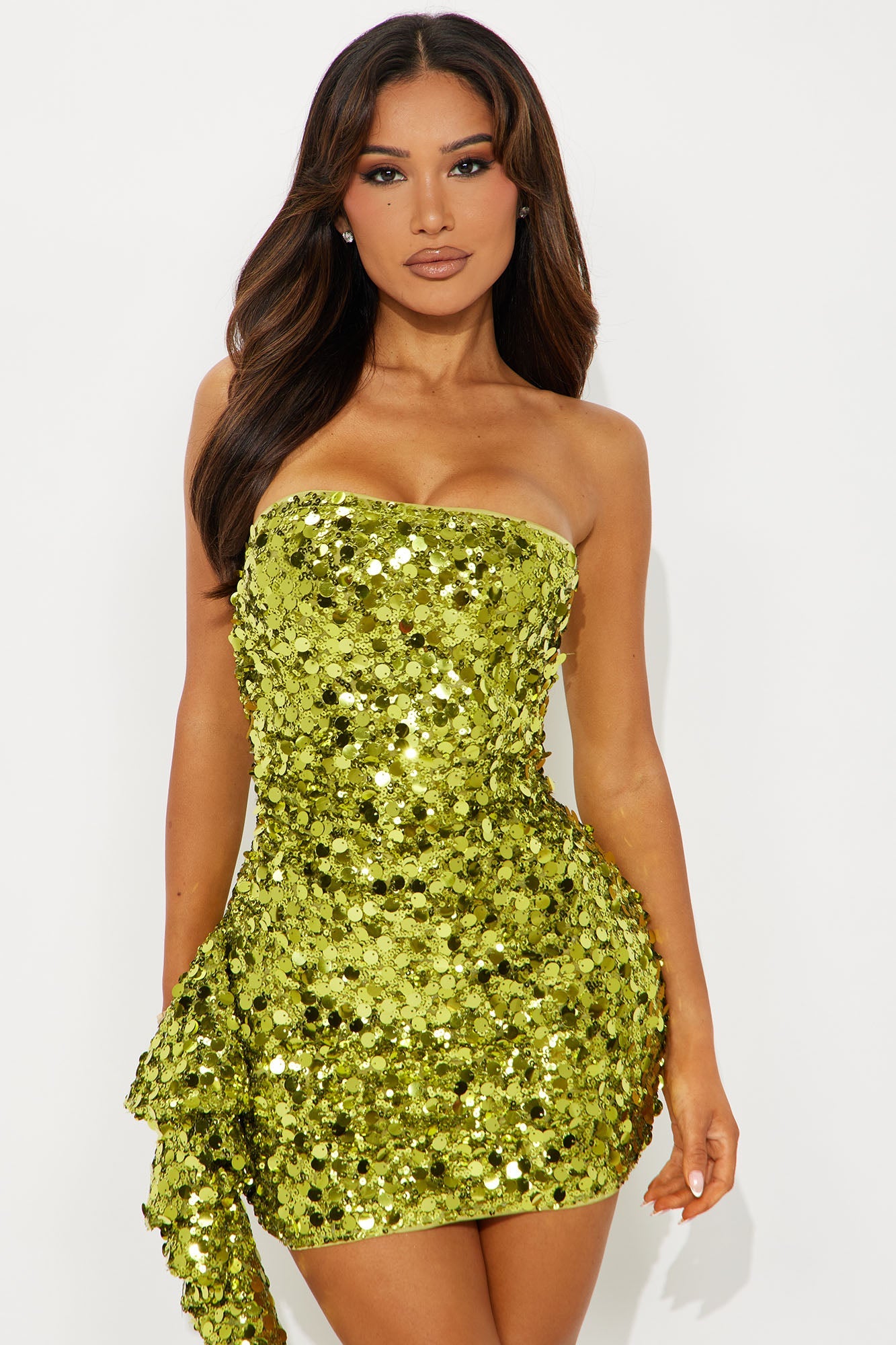 Good Vibrations Sequin Mini Dress - Chartreuse