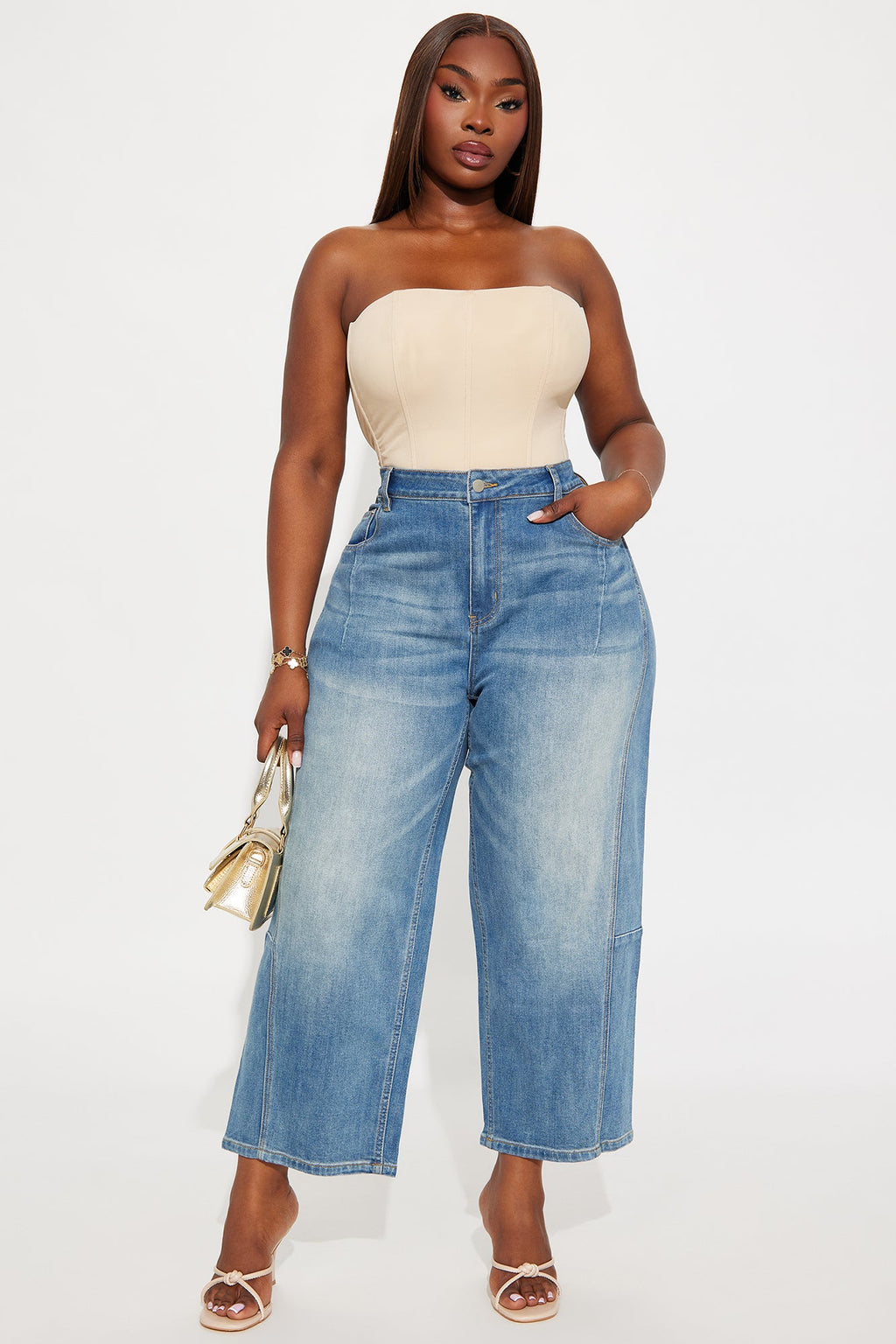 Overdrive Cropped Wide Leg Jeans - Medium Wash