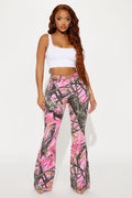 Open Season Stretch Flare Jeans - Hot Pink
