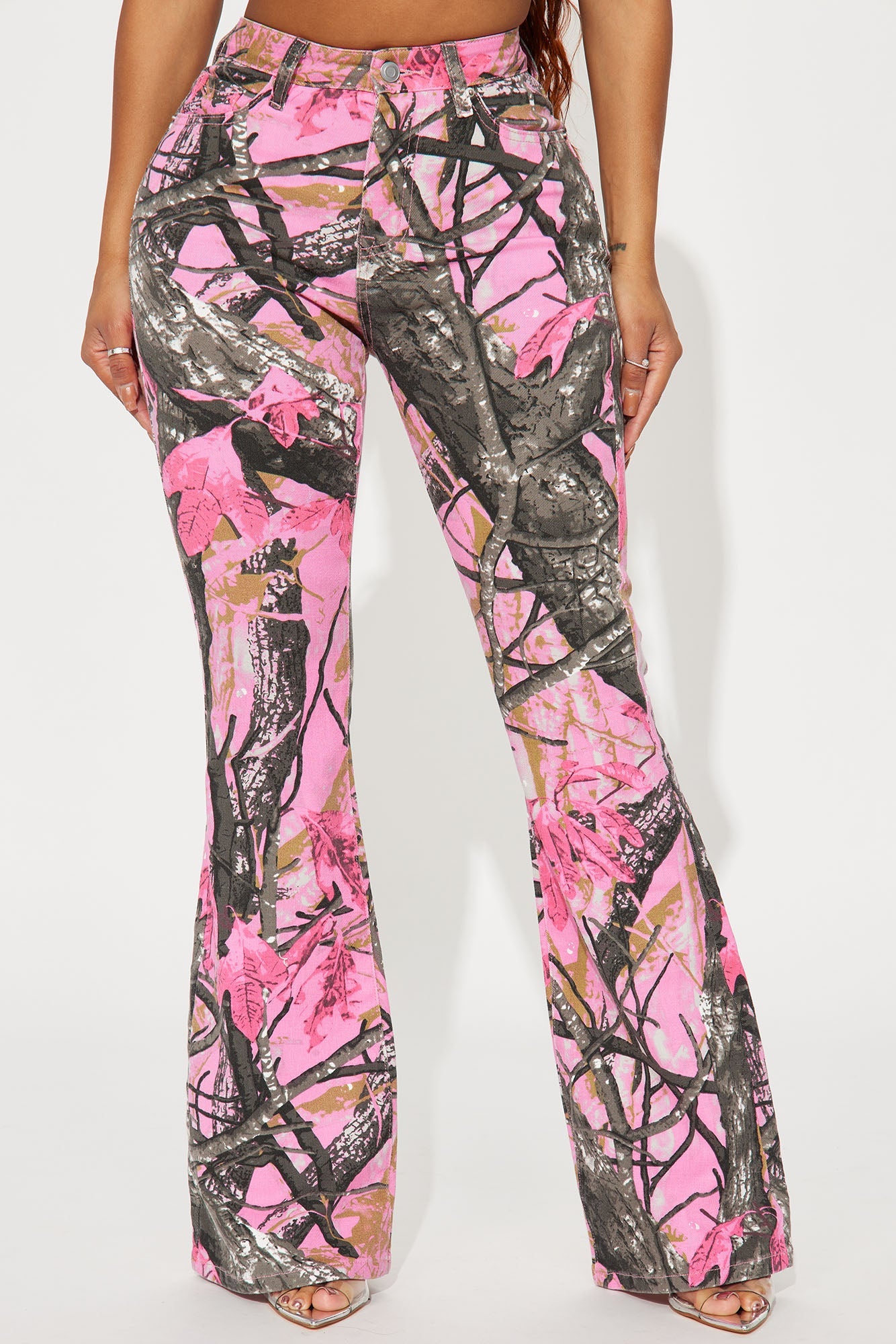 Open Season Stretch Flare Jeans - Hot Pink