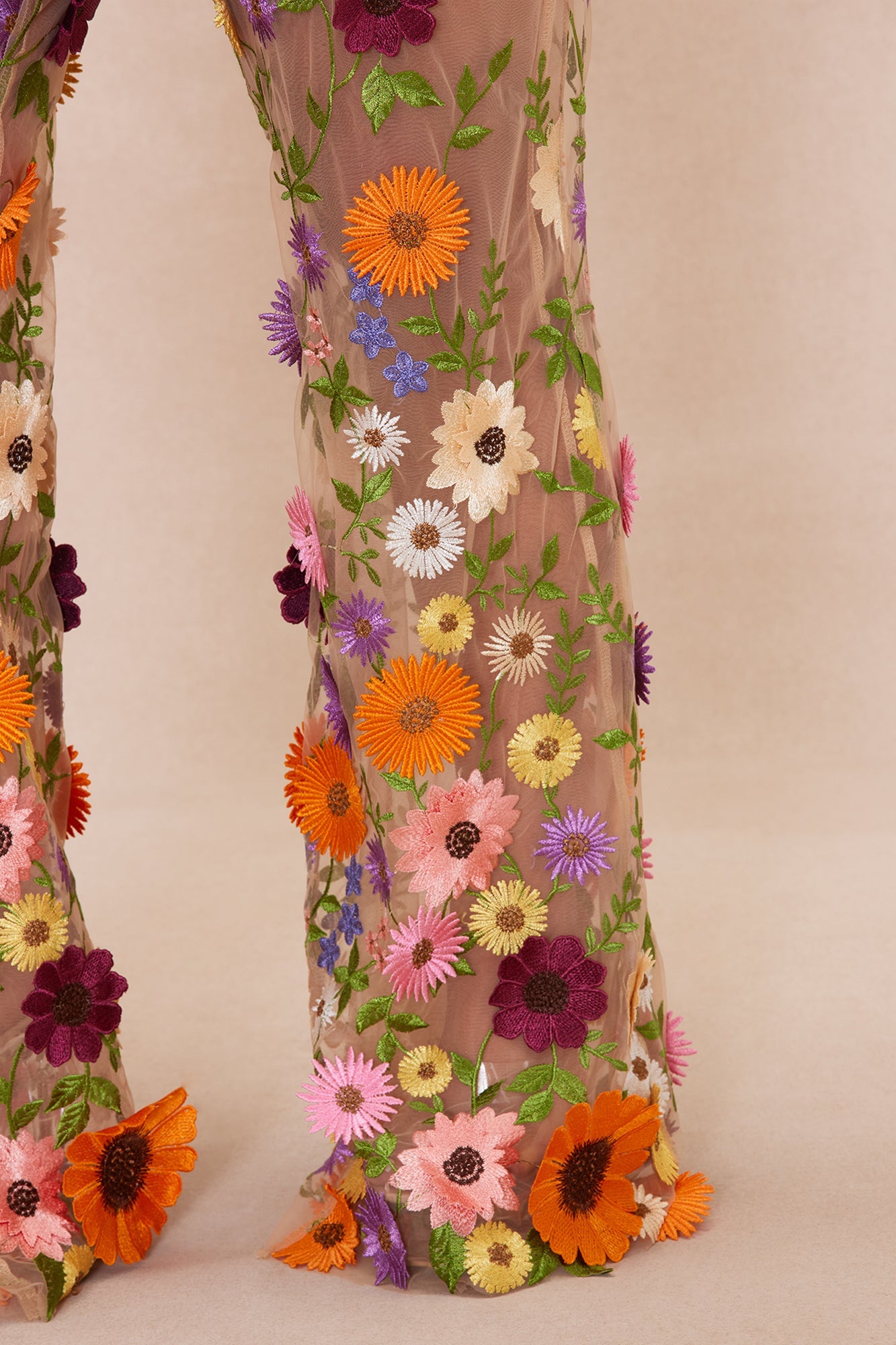 Celena Embroidered Pant - Nude/combo