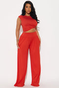 Charlotte Rayon Pant Set - Brick Red