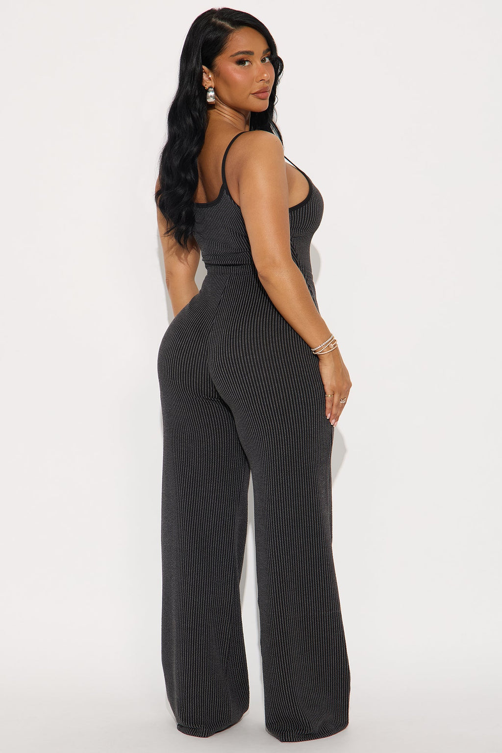 Paulette Ribbed Bodysuit Pant Set - Black