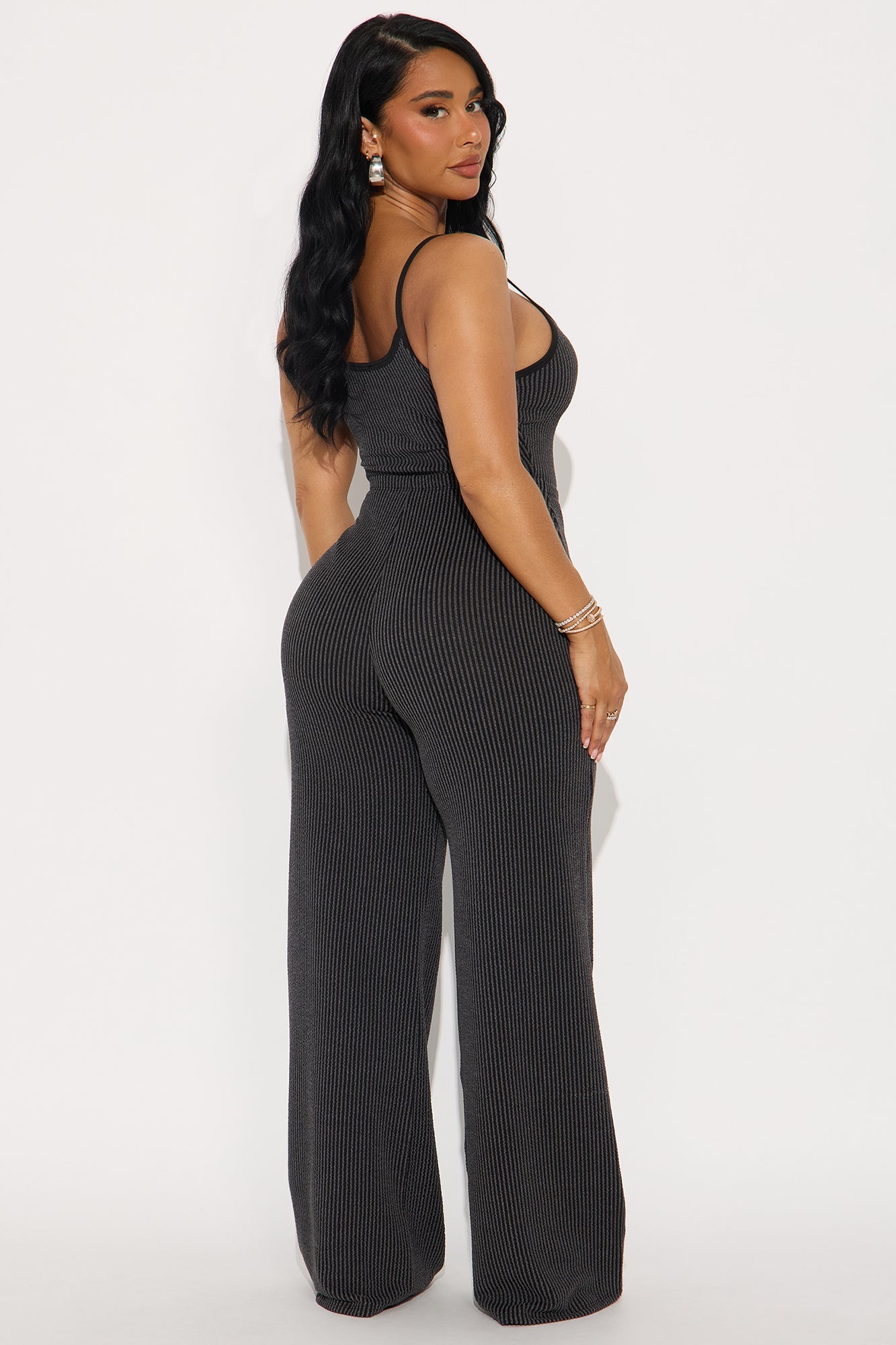 Paulette Ribbed Bodysuit Pant Set - Black