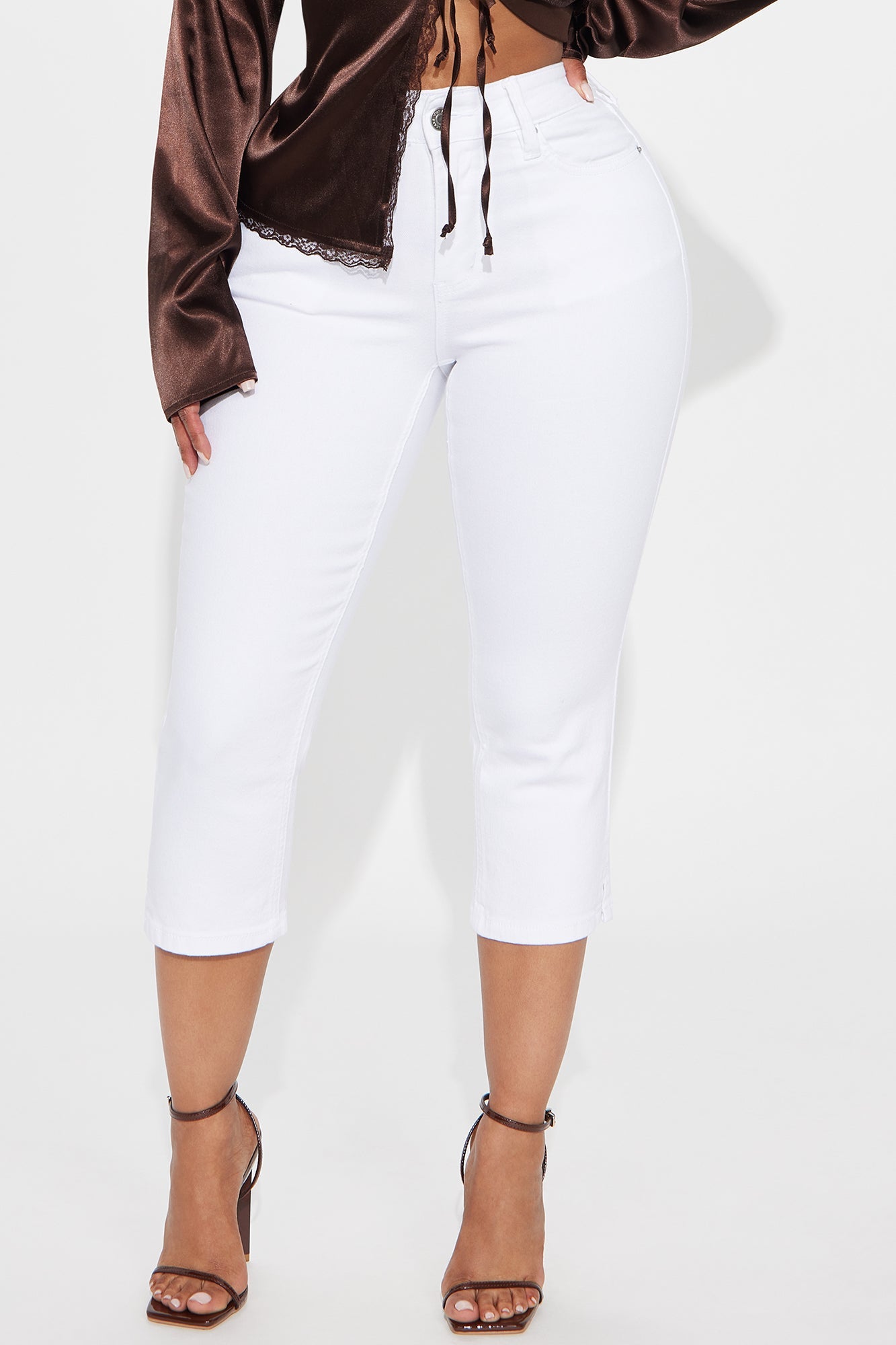 Mila Stretch Capri Denim Jeans - White