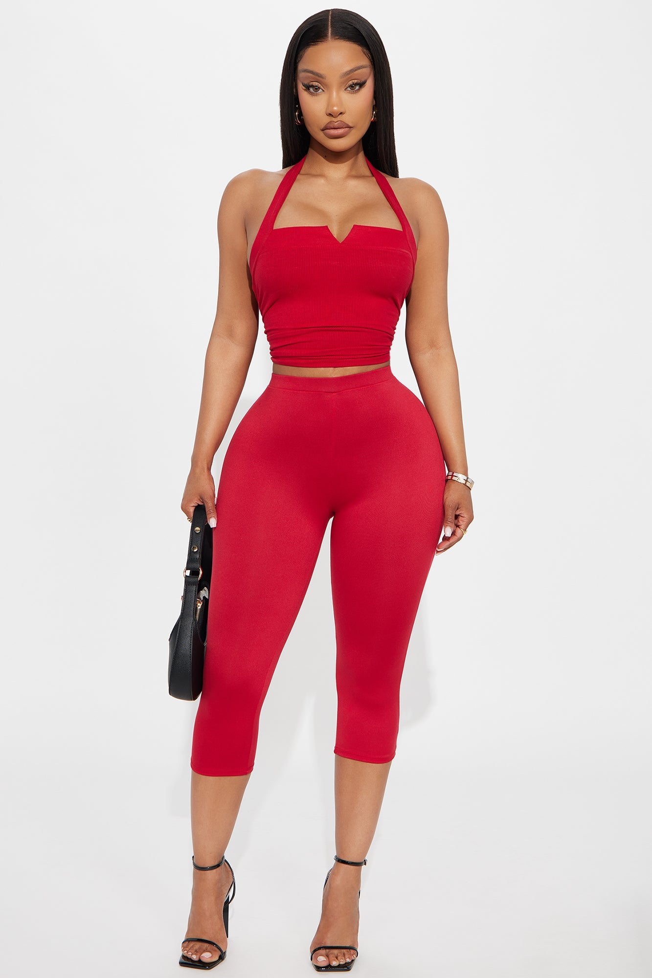 Just A Sip Capri Legging - Red