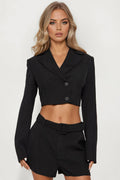 Pretty Business Cropped Blazer - Black