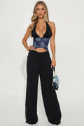 Isabella Halter Corset Pant Set - Black