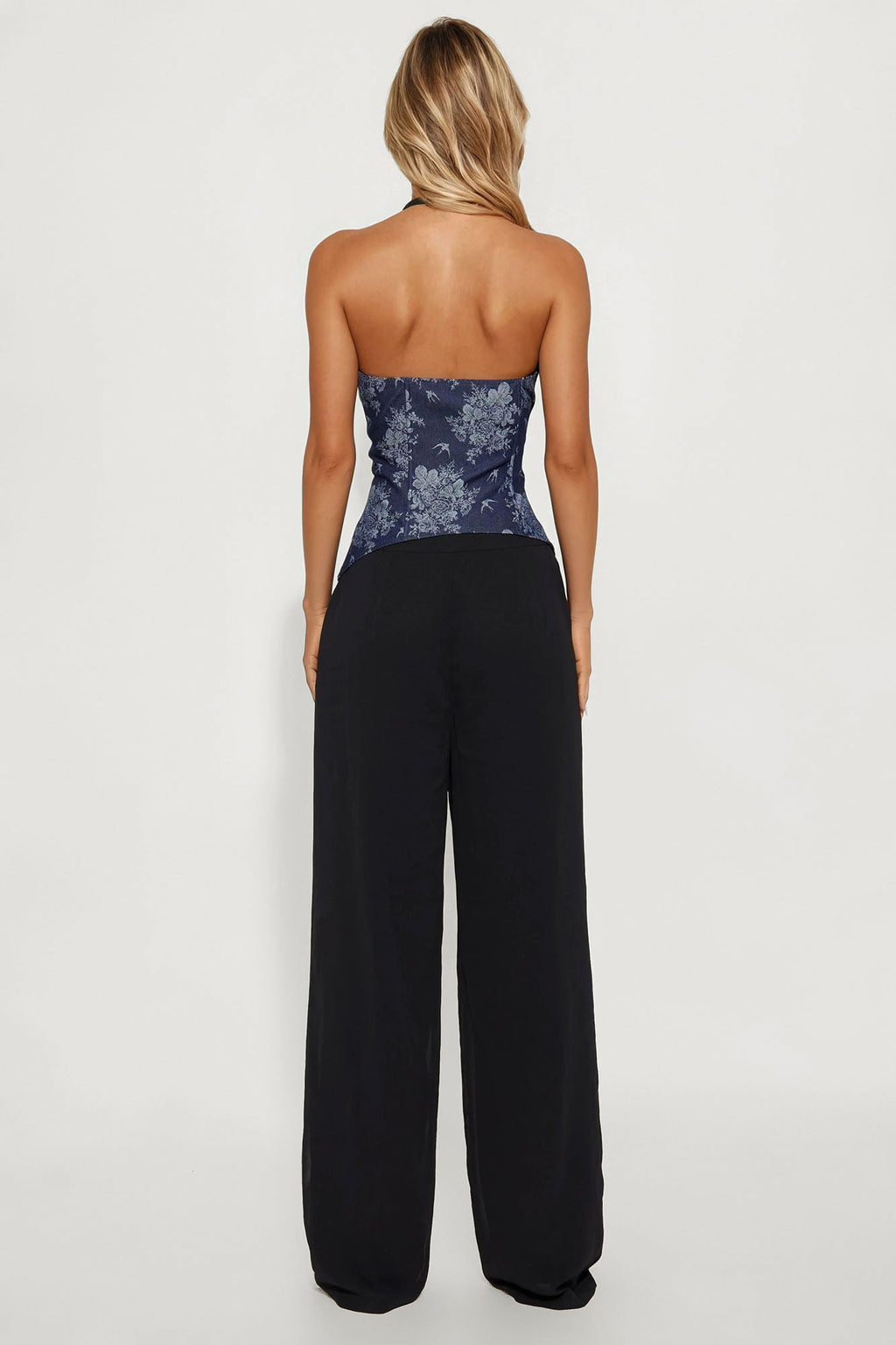 Isabella Halter Corset Pant Set - Black