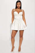 Pearly Girl Satin Mini Dress - Ivory