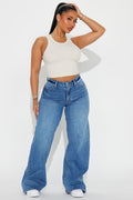 Feeling The Heat Stretch Wide Leg Jeans - Medium Wash