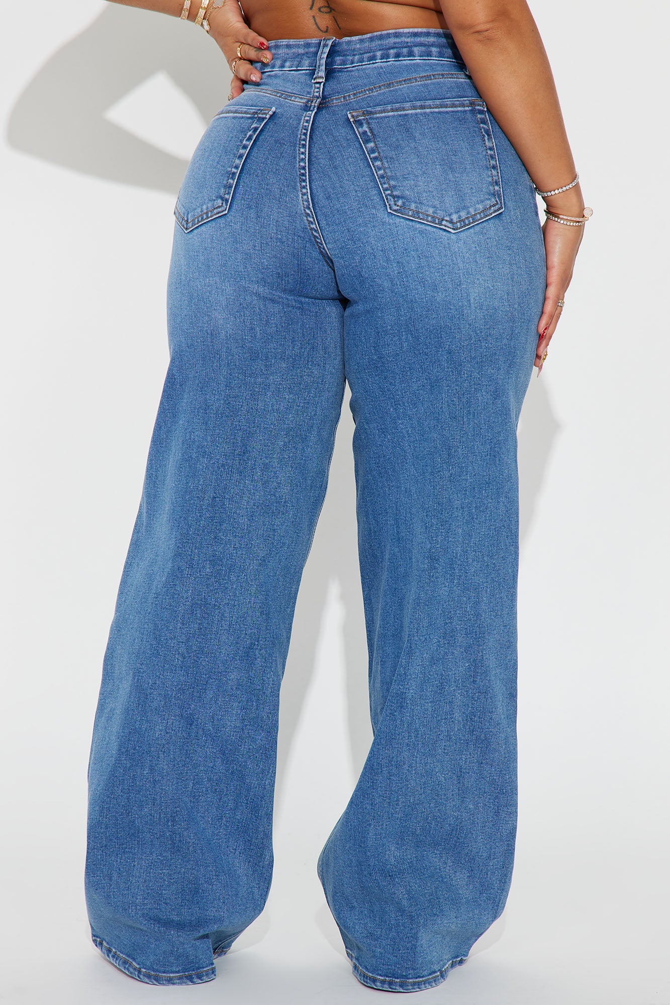 Feeling The Heat Stretch Wide Leg Jeans - Medium Wash