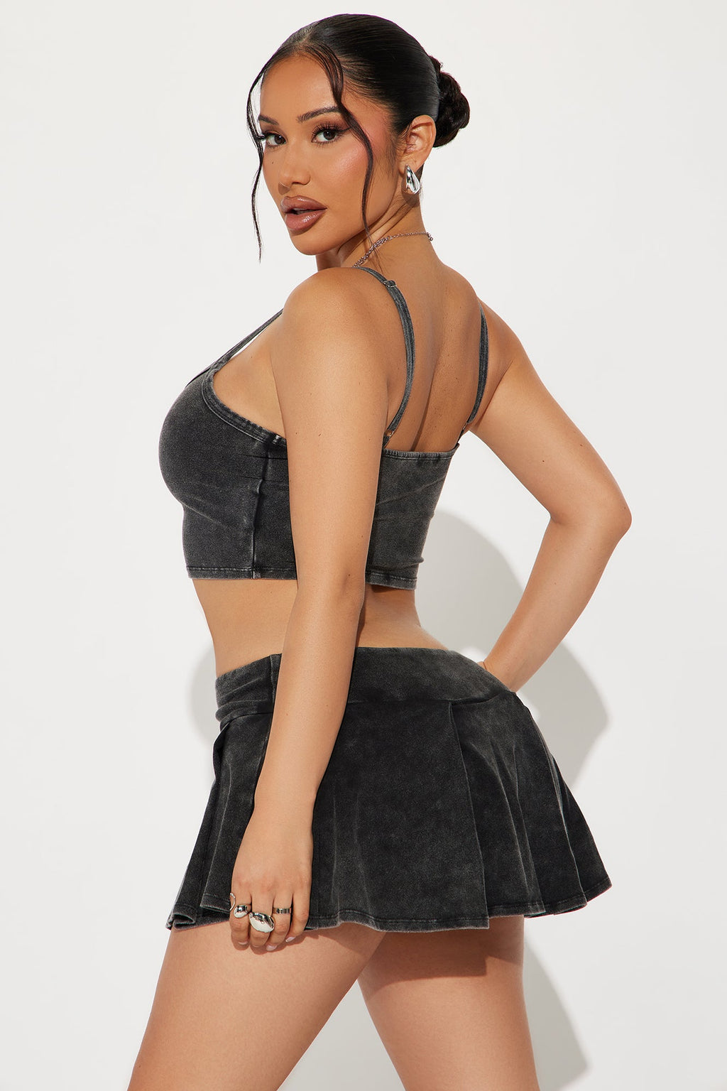 Roxanna Micro Mini Skort Set - Black