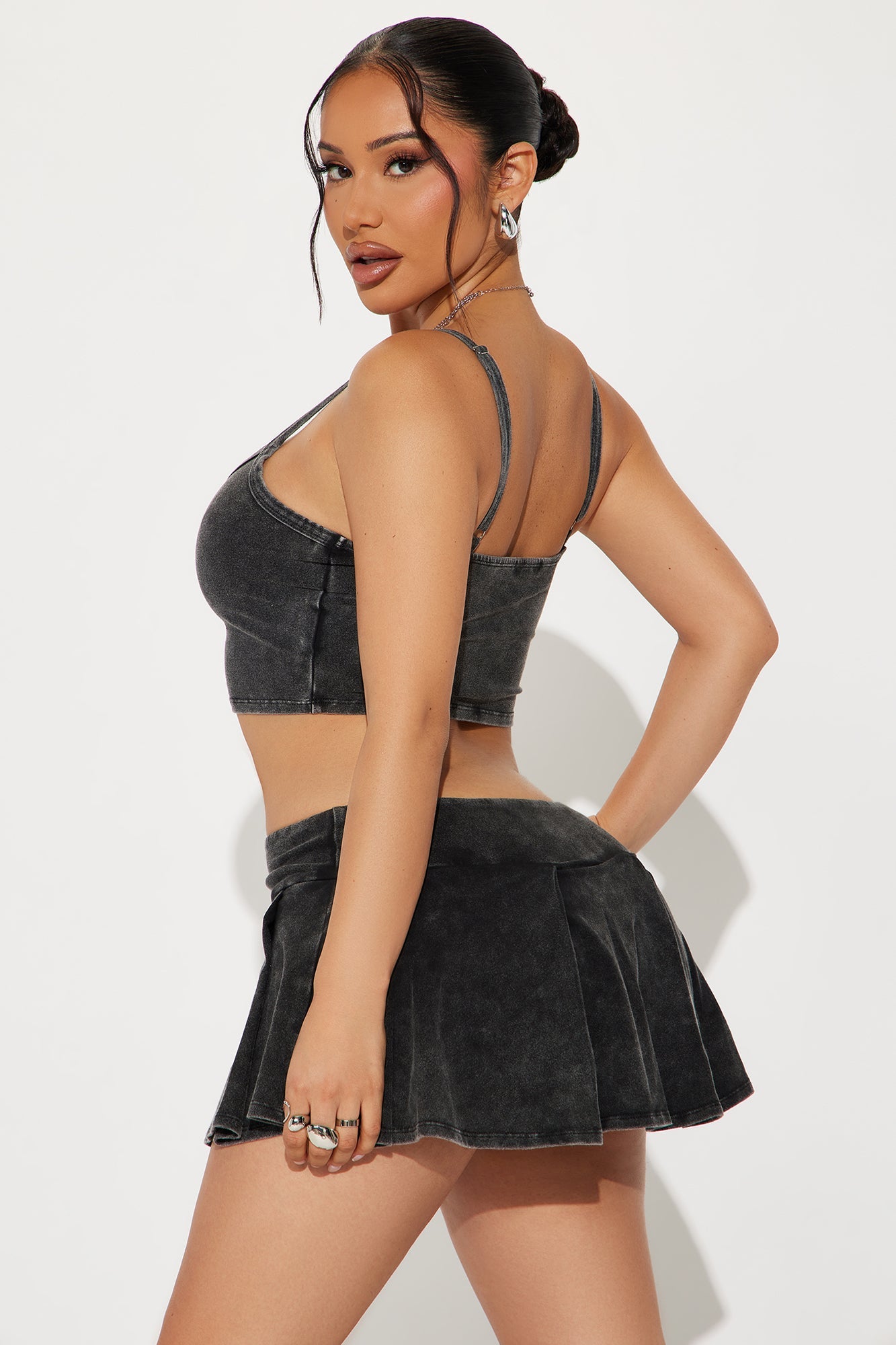 Roxanna Micro Mini Skort Set - Black